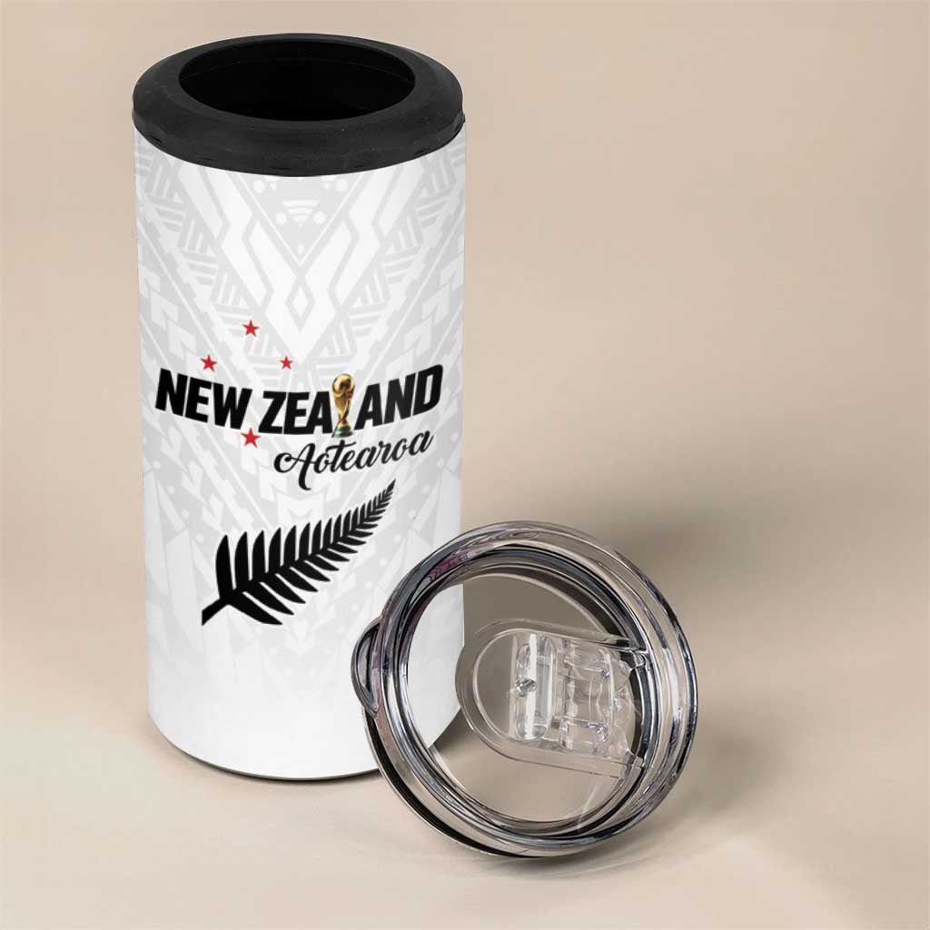 Custom Football New Zealand 4 in 1 Can Cooler Tumbler Aotearoa United White Version - Aussie Hoodie