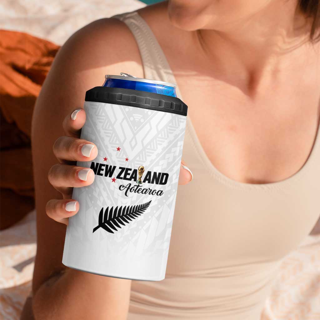 Custom Football New Zealand 4 in 1 Can Cooler Tumbler Aotearoa United White Version - Aussie Hoodie