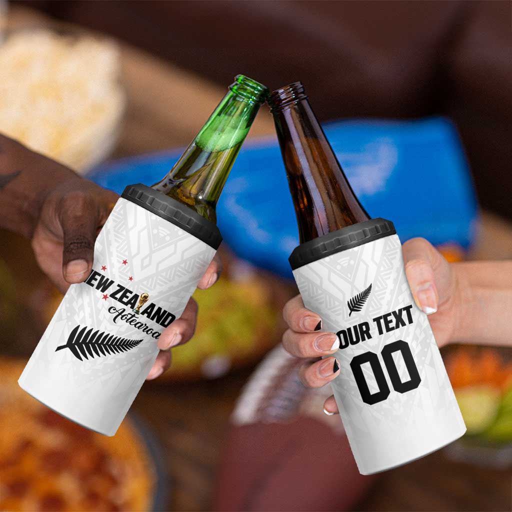 Custom Football New Zealand 4 in 1 Can Cooler Tumbler Aotearoa United White Version - Aussie Hoodie