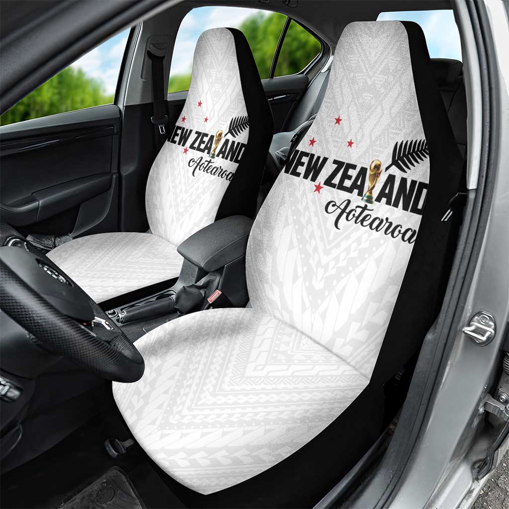 Football New Zealand Car Seat Cover Aotearoa United White Version - Aussie Hoodie