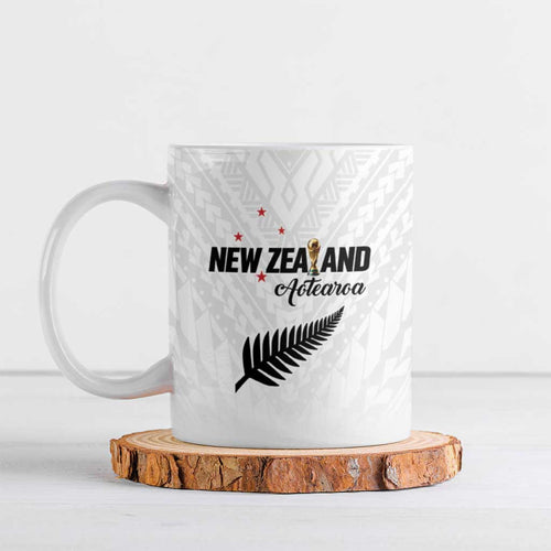 Custom Football New Zealand Ceramic Mug Aotearoa United White Version - Aussie Hoodie
