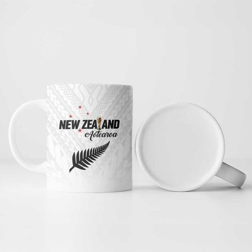 Custom Football New Zealand Ceramic Mug Aotearoa United White Version - Aussie Hoodie