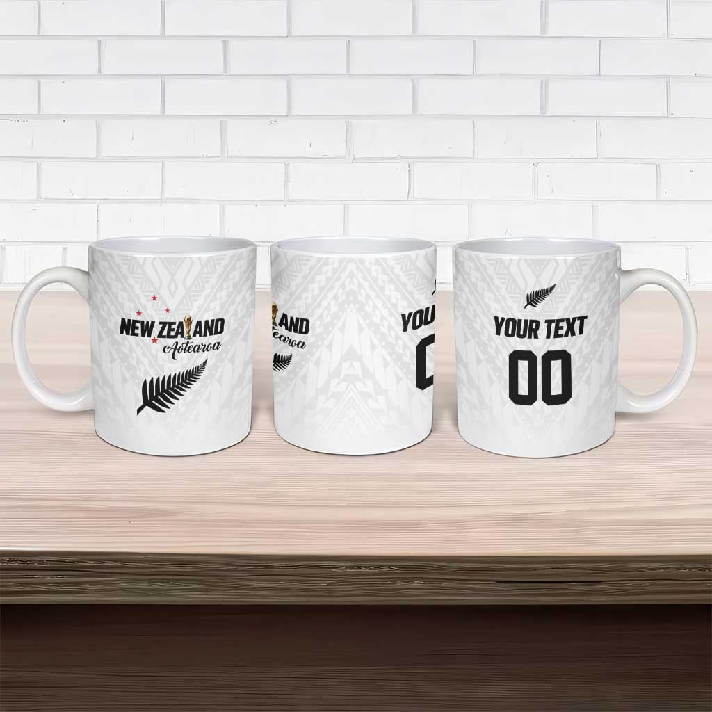 Custom Football New Zealand Ceramic Mug Aotearoa United White Version - Aussie Hoodie