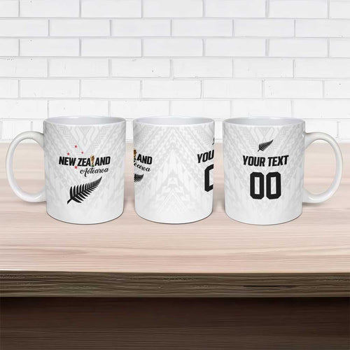 Custom Football New Zealand Ceramic Mug Aotearoa United White Version - Aussie Hoodie