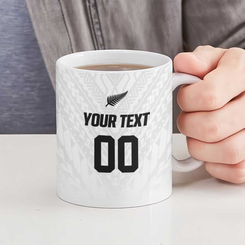 Custom Football New Zealand Ceramic Mug Aotearoa United White Version - Aussie Hoodie