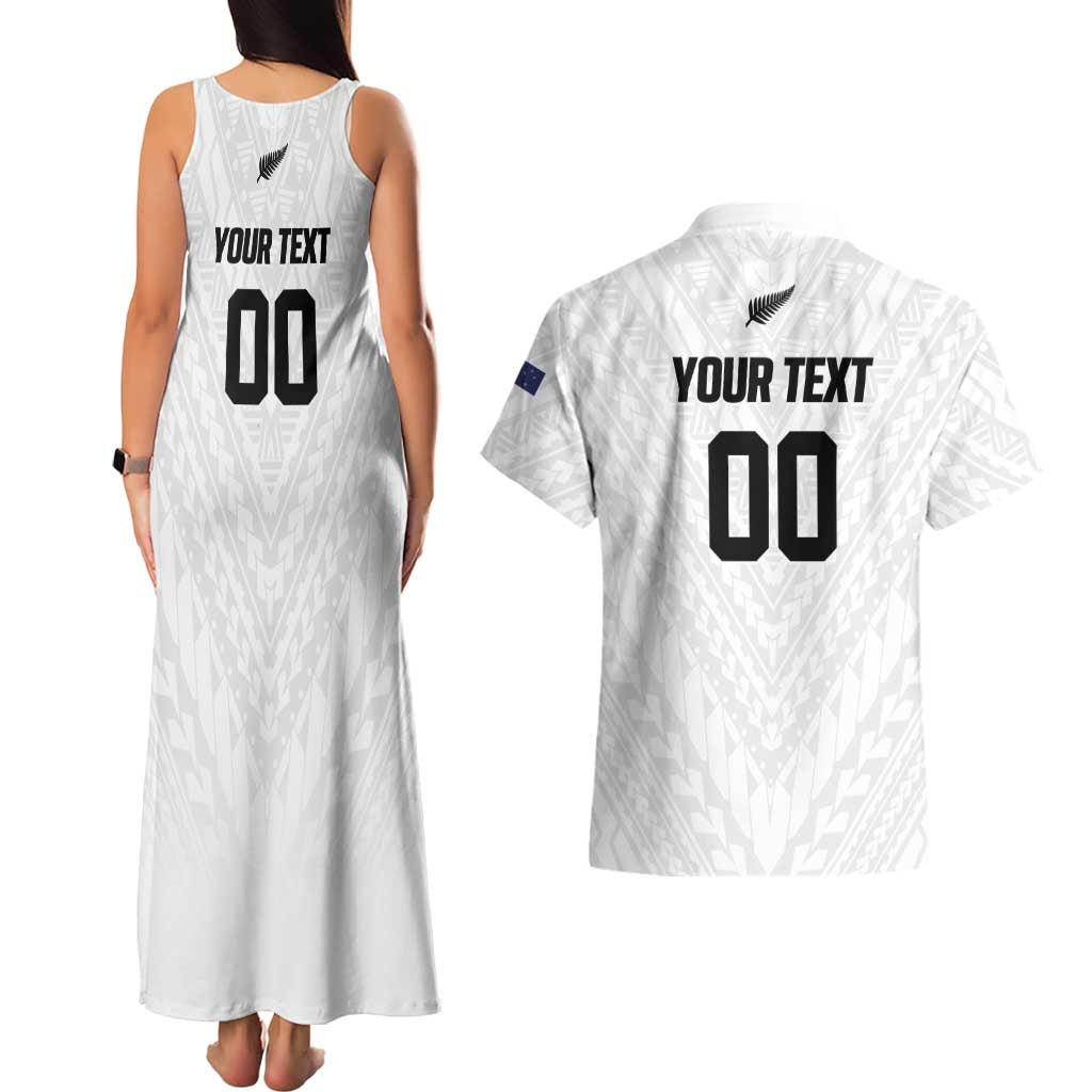 Custom Football New Zealand Couples Matching Tank Maxi Dress and Hawaiian Shirt Aotearoa United White Version - Aussie Hoodie