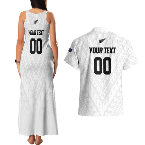 Custom Football New Zealand Couples Matching Tank Maxi Dress and Hawaiian Shirt Aotearoa United White Version - Aussie Hoodie