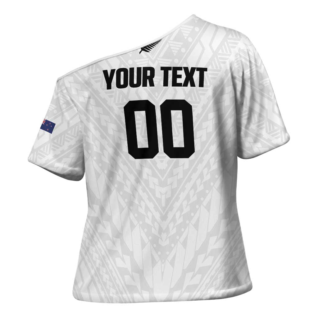 Custom Football New Zealand Cross Shoulder Shirt Aotearoa United White Version - Aussie Hoodie