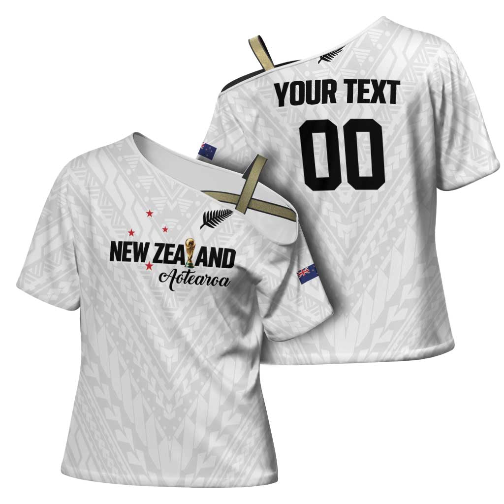 Custom Football New Zealand Cross Shoulder Shirt Aotearoa United White Version - Aussie Hoodie