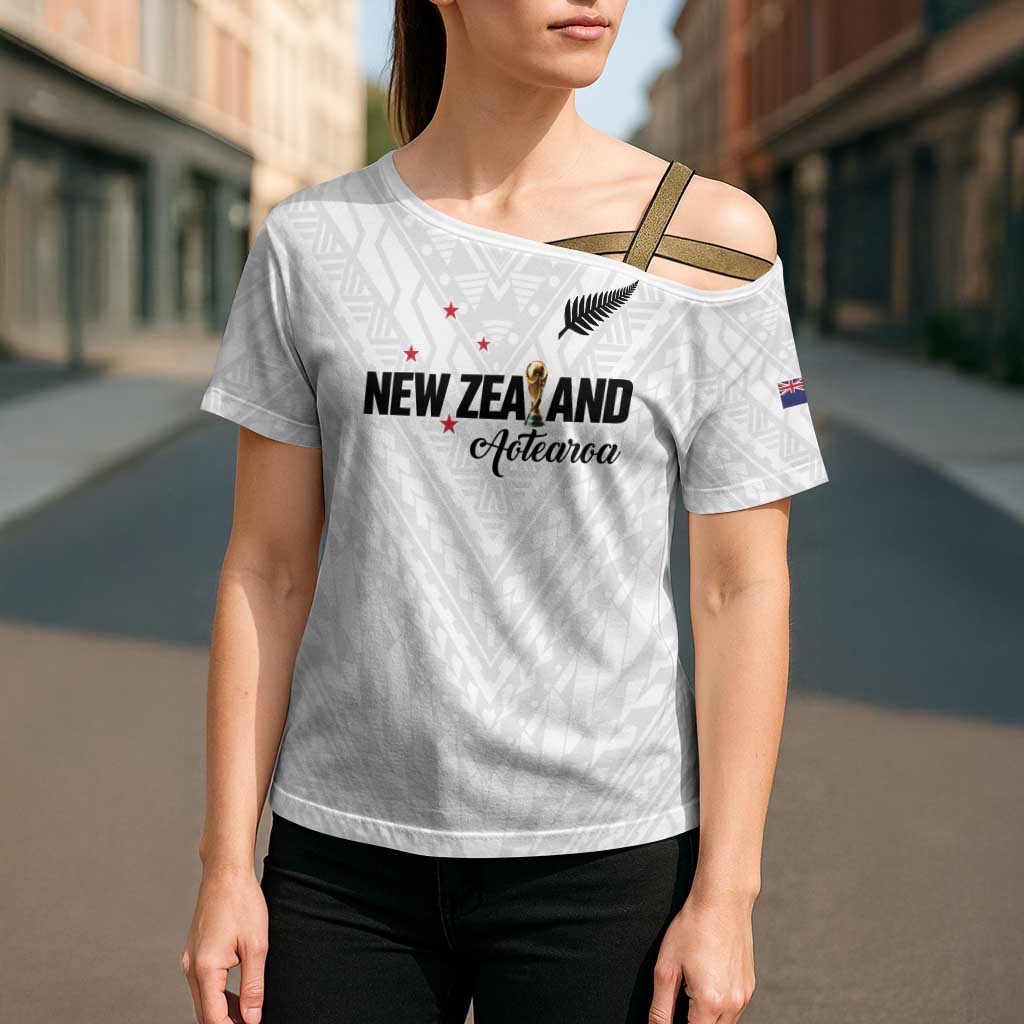 Custom Football New Zealand Cross Shoulder Shirt Aotearoa United White Version - Aussie Hoodie