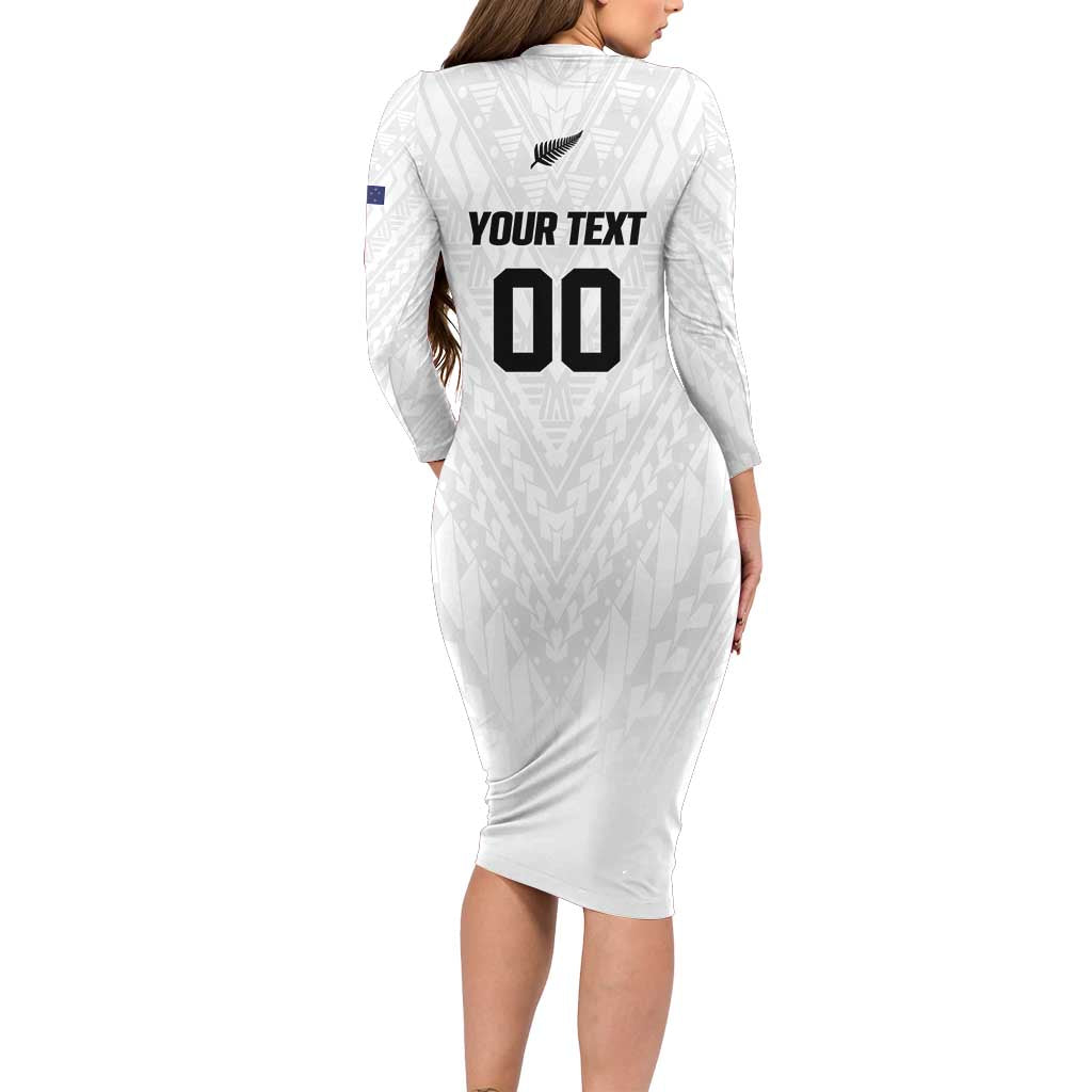 Custom Football New Zealand Family Matching Long Sleeve Bodycon Dress and Hawaiian Shirt Aotearoa United White Version - Aussie Hoodie
