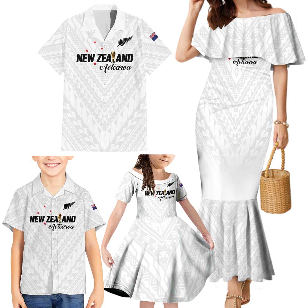 Custom Football New Zealand Family Matching Mermaid Dress and Hawaiian Shirt Aotearoa United White Version - Aussie Hoodie