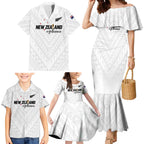 Custom Football New Zealand Family Matching Mermaid Dress and Hawaiian Shirt Aotearoa United White Version - Aussie Hoodie