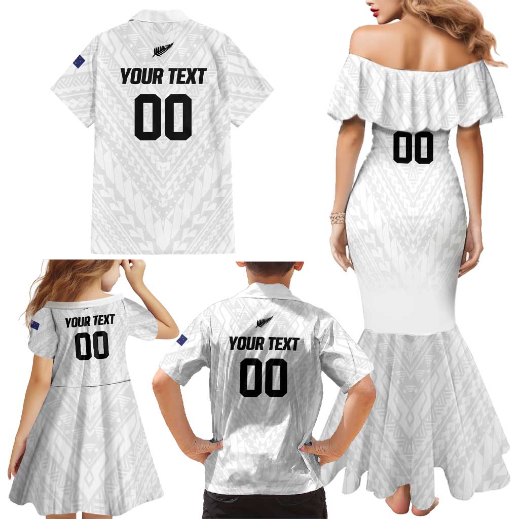 Custom Football New Zealand Family Matching Mermaid Dress and Hawaiian Shirt Aotearoa United White Version - Aussie Hoodie