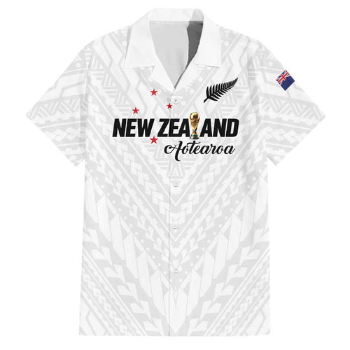 Custom Football New Zealand Family Matching Off The Shoulder Long Sleeve Dress and Hawaiian Shirt Aotearoa United White Version - Aussie Hoodie