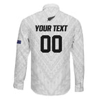Custom Football New Zealand Family Matching Off The Shoulder Long Sleeve Dress and Hawaiian Shirt Aotearoa United White Version - Aussie Hoodie