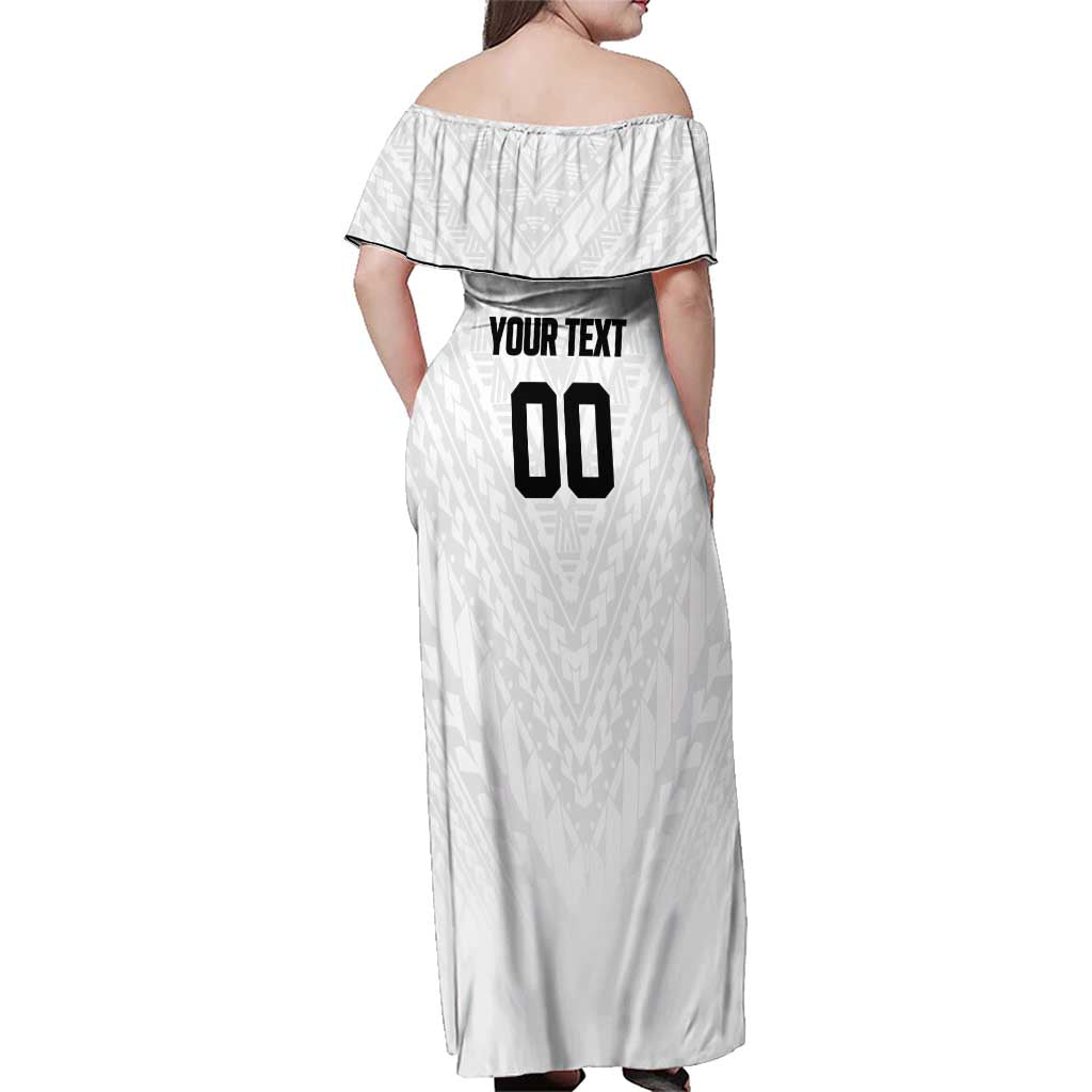 Custom Football New Zealand Family Matching Off Shoulder Maxi Dress and Hawaiian Shirt Aotearoa United White Version - Aussie Hoodie