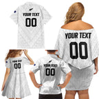 Custom Football New Zealand Family Matching Off Shoulder Short Dress and Hawaiian Shirt Aotearoa United White Version - Aussie Hoodie