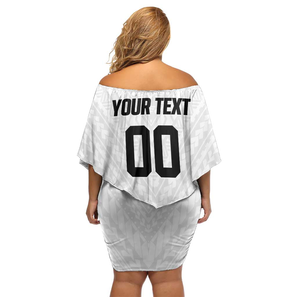 Custom Football New Zealand Family Matching Off Shoulder Short Dress and Hawaiian Shirt Aotearoa United White Version - Aussie Hoodie