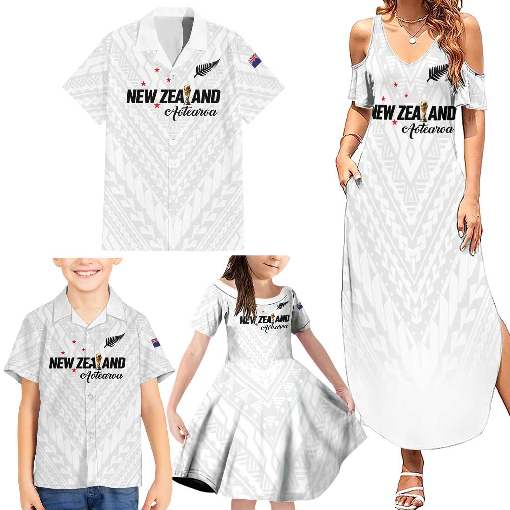 Custom Football New Zealand Family Matching Summer Maxi Dress and Hawaiian Shirt Aotearoa United White Version - Aussie Hoodie