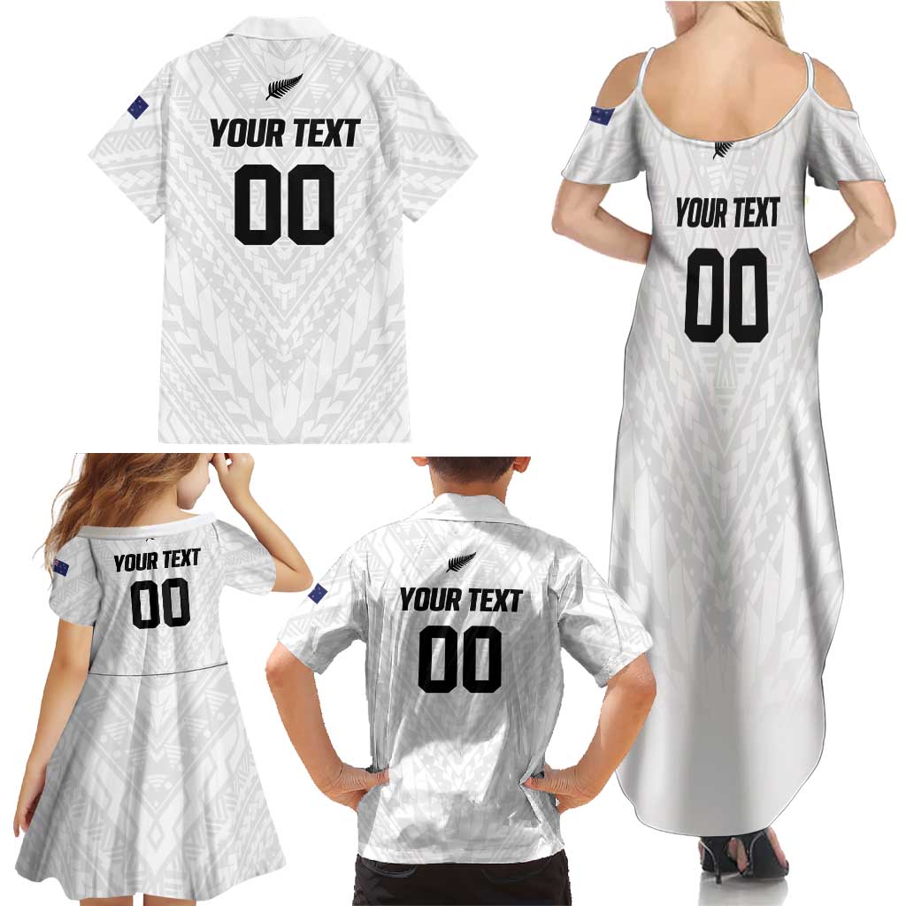 Custom Football New Zealand Family Matching Summer Maxi Dress and Hawaiian Shirt Aotearoa United White Version - Aussie Hoodie