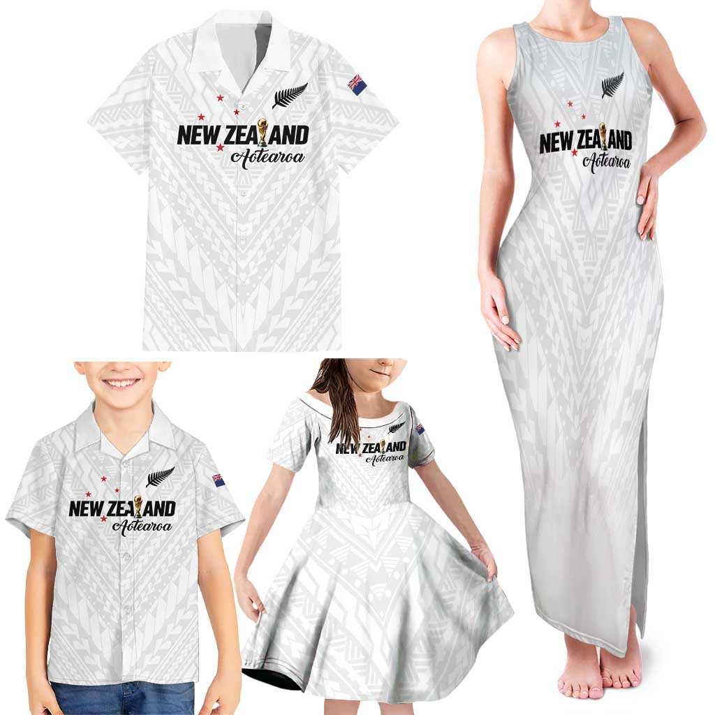 Custom Football New Zealand Family Matching Tank Maxi Dress and Hawaiian Shirt Aotearoa United White Version - Aussie Hoodie