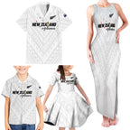 Custom Football New Zealand Family Matching Tank Maxi Dress and Hawaiian Shirt Aotearoa United White Version - Aussie Hoodie