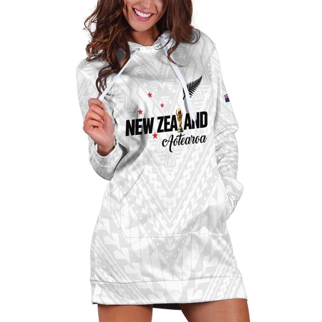 Custom Football New Zealand Hoodie Dress Aotearoa United White Version - Aussie Hoodie