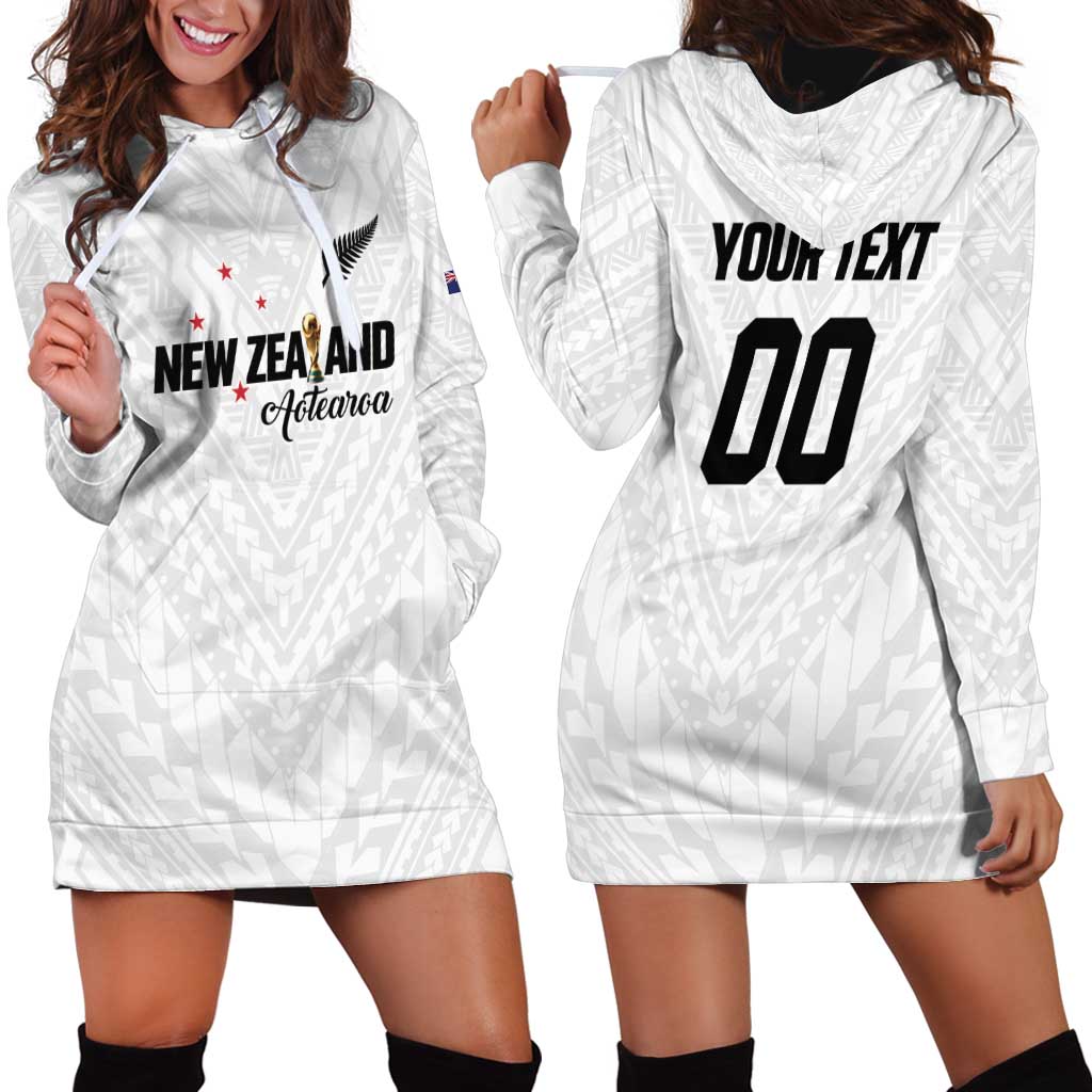 Custom Football New Zealand Hoodie Dress Aotearoa United White Version - Aussie Hoodie