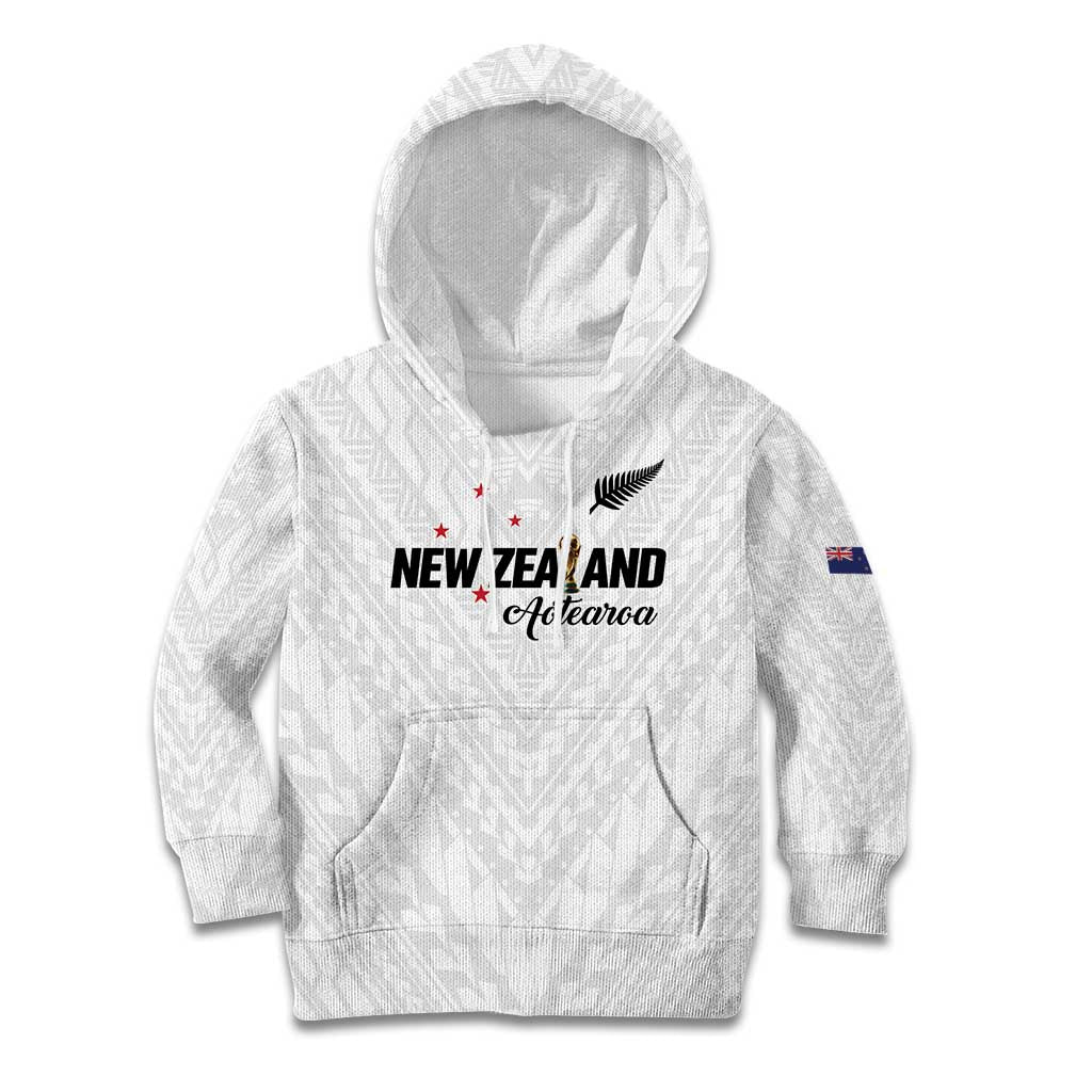 Custom Football New Zealand Kid Hoodie Aotearoa United White Version - Aussie Hoodie