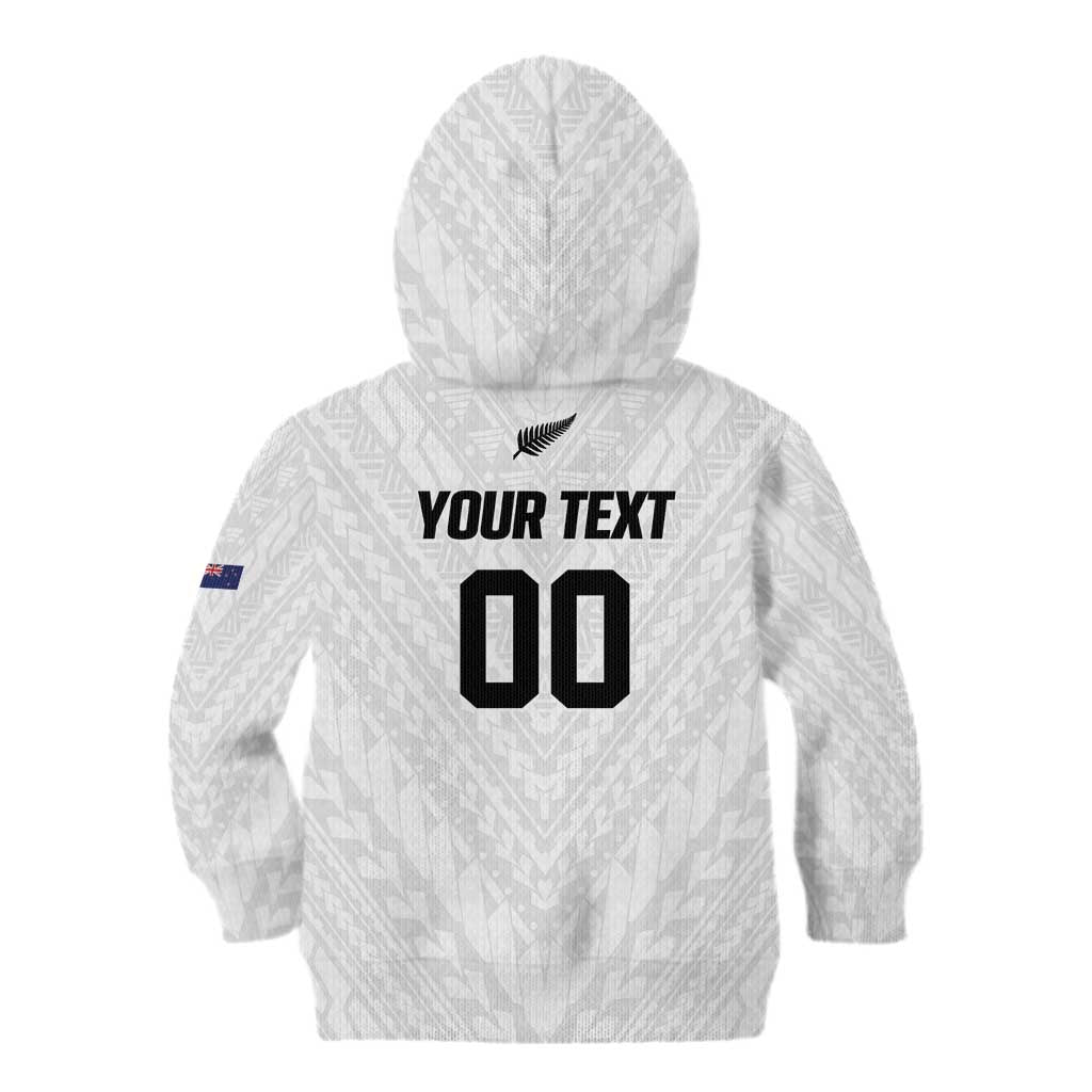 Custom Football New Zealand Kid Hoodie Aotearoa United White Version - Aussie Hoodie
