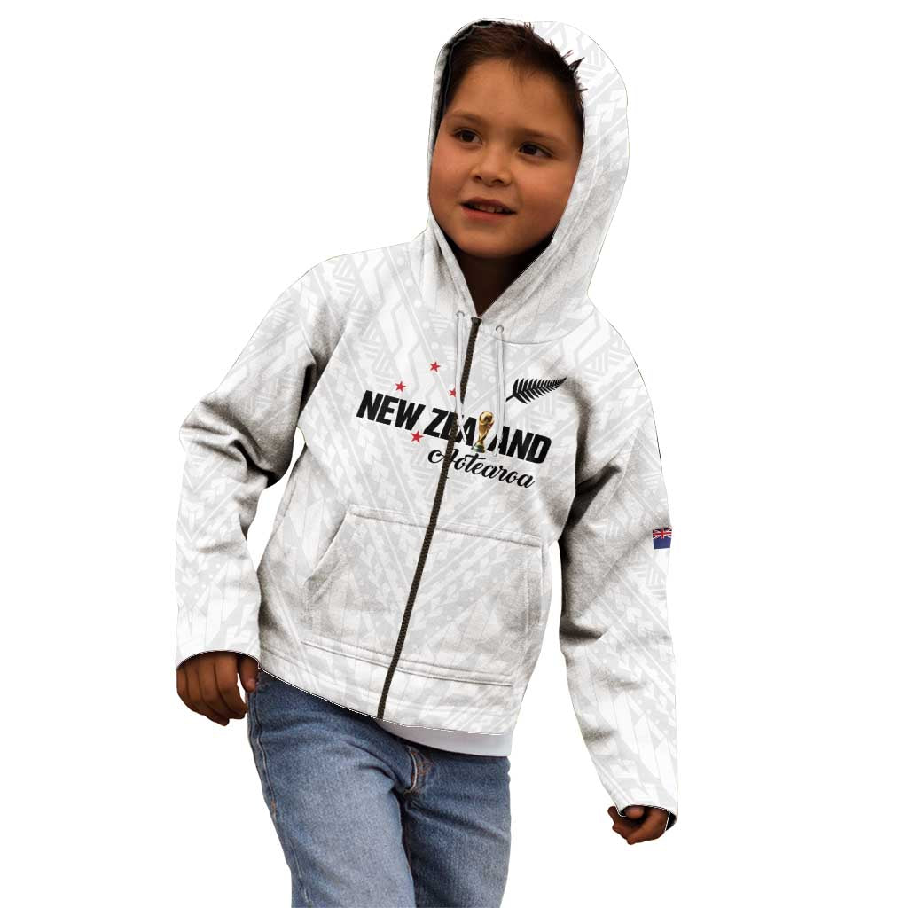 Custom Football New Zealand Kid Hoodie Aotearoa United White Version - Aussie Hoodie