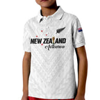Custom Football New Zealand Kid Polo Shirt Aotearoa United White Version - Aussie Hoodie