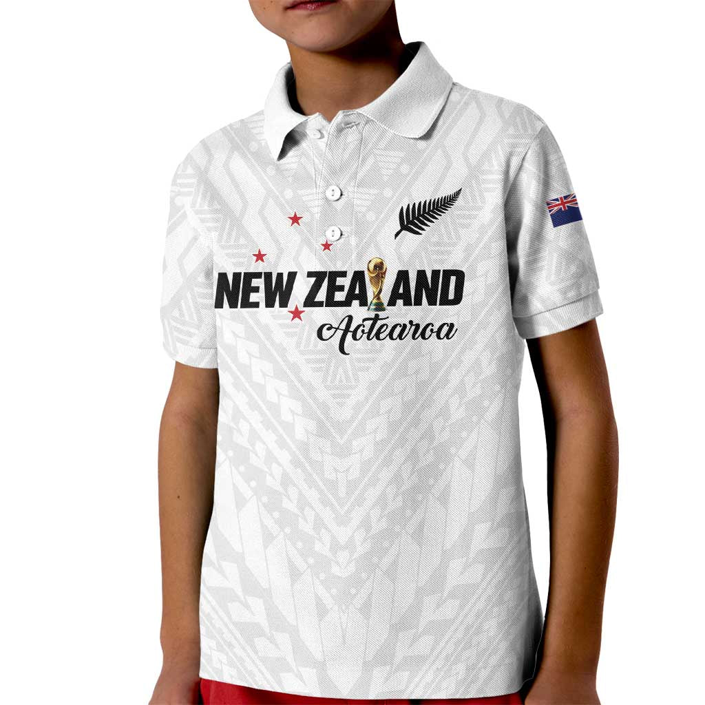 Custom Football New Zealand Kid Polo Shirt Aotearoa United White Version - Aussie Hoodie