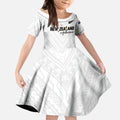 Custom Football New Zealand Kid Short Sleeve Dress Aotearoa United White Version - Aussie Hoodie