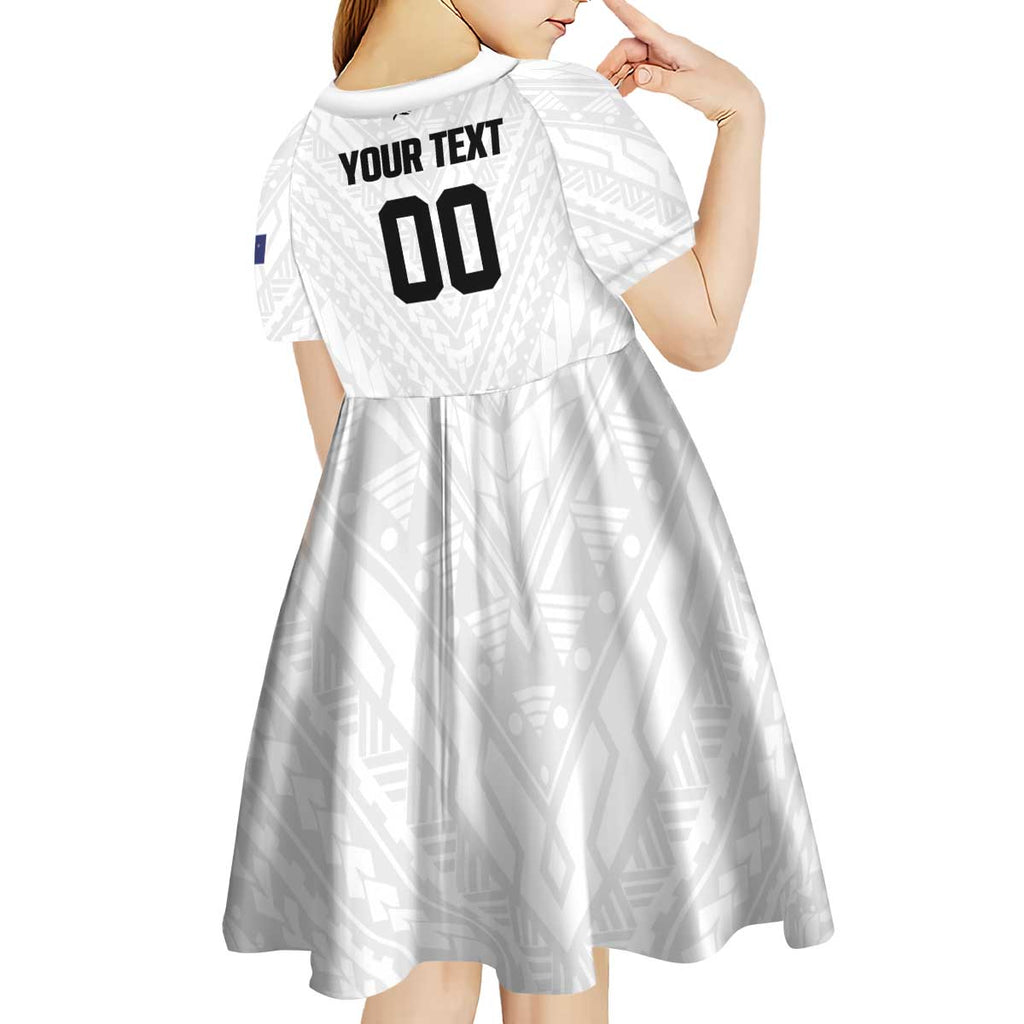 Custom Football New Zealand Kid Short Sleeve Dress Aotearoa United White Version - Aussie Hoodie