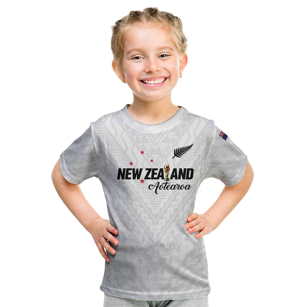 Custom Football New Zealand Kid T Shirt Aotearoa United White Version - Aussie Hoodie