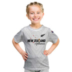 Custom Football New Zealand Kid T Shirt Aotearoa United White Version - Aussie Hoodie