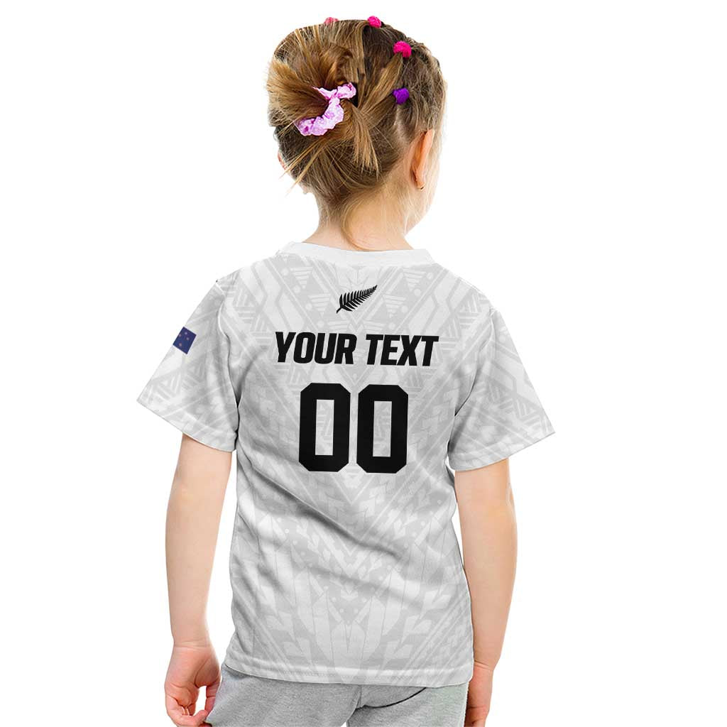 Custom Football New Zealand Kid T Shirt Aotearoa United White Version - Aussie Hoodie