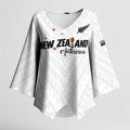 Custom Football New Zealand Kimono Sleeve Blouse Aotearoa United White Version - Aussie Hoodie