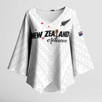Custom Football New Zealand Kimono Sleeve Blouse Aotearoa United White Version - Aussie Hoodie