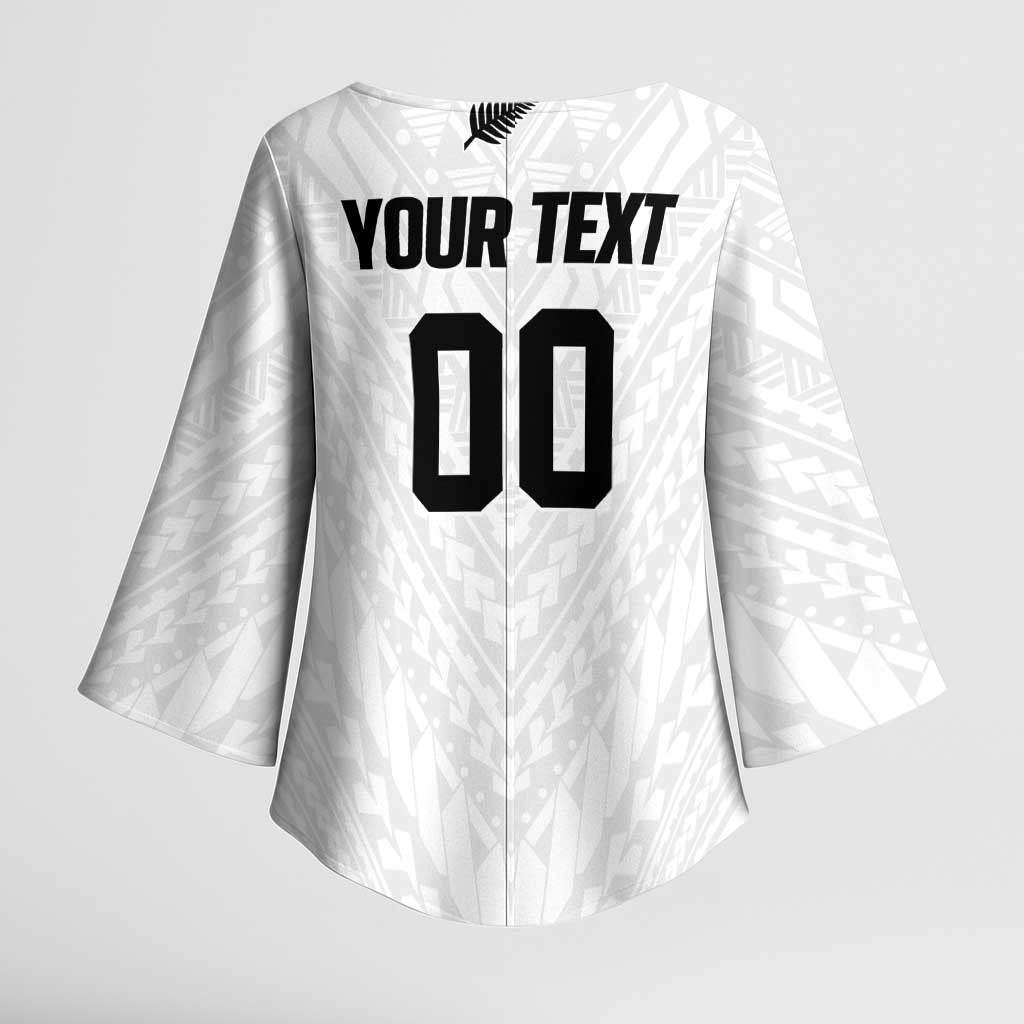 Custom Football New Zealand Kimono Sleeve Blouse Aotearoa United White Version - Aussie Hoodie