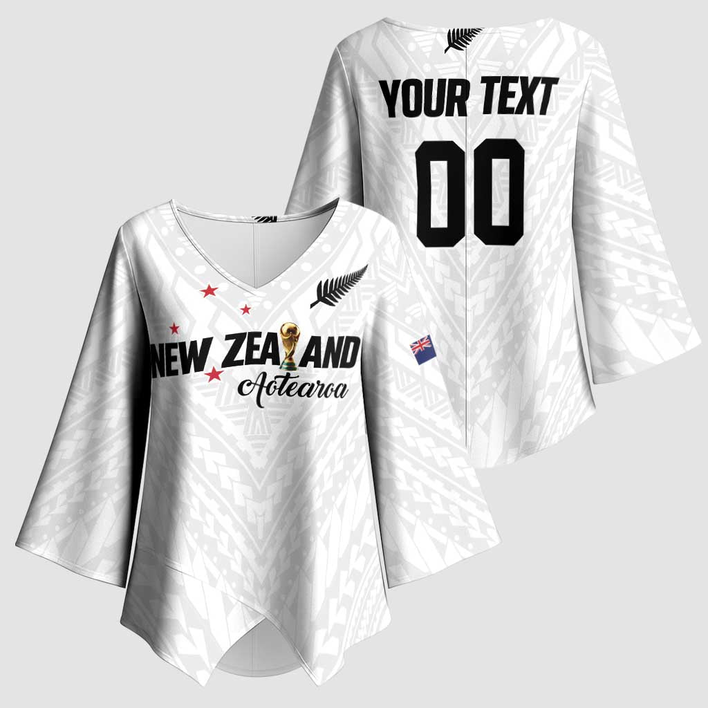 Custom Football New Zealand Kimono Sleeve Blouse Aotearoa United White Version - Aussie Hoodie