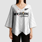 Custom Football New Zealand Kimono Sleeve Blouse Aotearoa United White Version - Aussie Hoodie