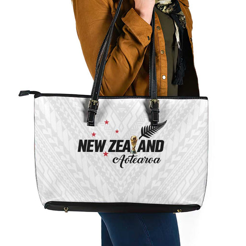 Football New Zealand Leather Tote Bag Aotearoa United White Version - Aussie Hoodie