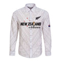 Custom Football New Zealand Long Sleeve Button Shirt Aotearoa United White Version - Aussie Hoodie