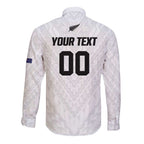Custom Football New Zealand Long Sleeve Button Shirt Aotearoa United White Version - Aussie Hoodie