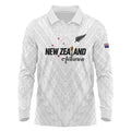 Custom Football New Zealand Long Sleeve Polo Shirt Aotearoa United White Version - Aussie Hoodie