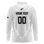 Custom Football New Zealand Long Sleeve Polo Shirt Aotearoa United White Version - Aussie Hoodie