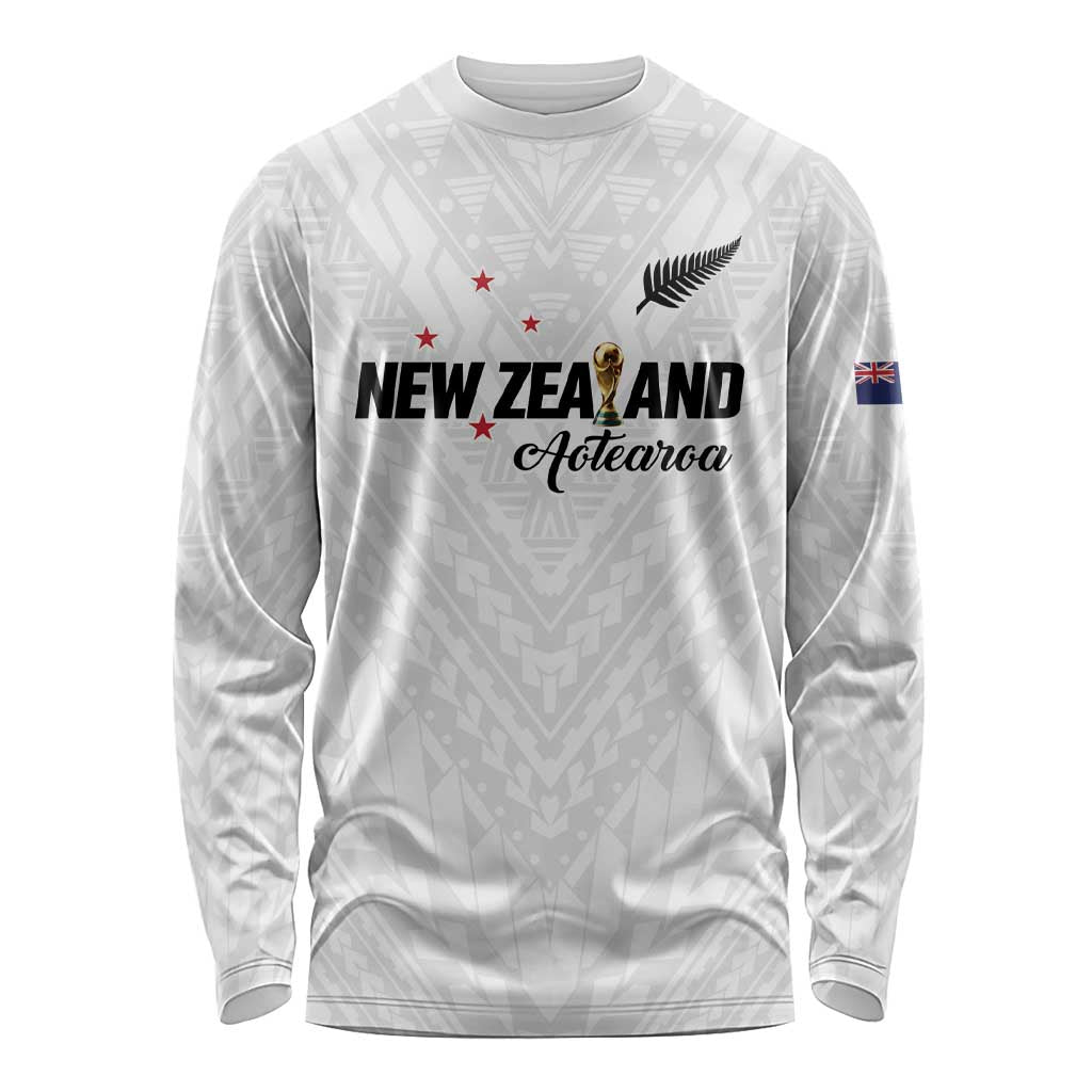 Custom Football New Zealand Long Sleeve Shirt Aotearoa United White Version - Aussie Hoodie